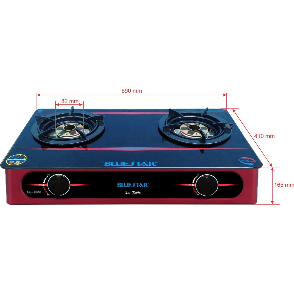 Bếp ga đôi Bluestar NG-6910H, kính cường lực, đánh lửa magneto, bảo hành 2 năm, bếp ga mini / bếp ga đơn / bếp ga âm