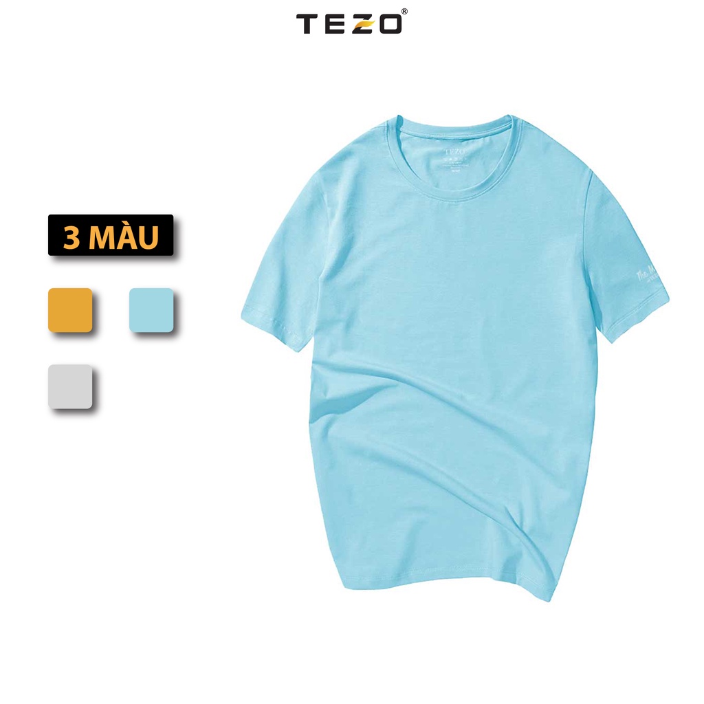 Áo thun không cổ nam TEZO. áo phông ngắn tay the man chất liệu cotton co giãn thoải mái.
