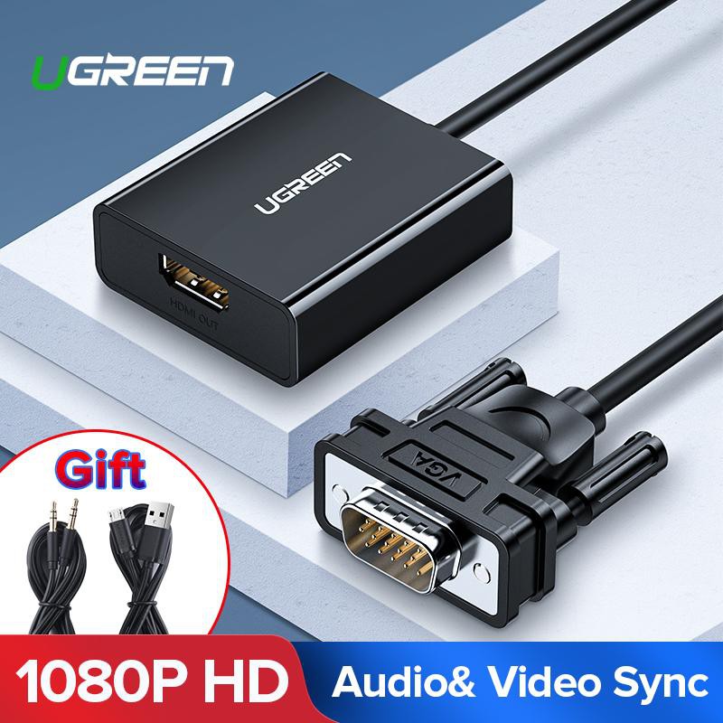 [Mã ELHACE giảm 4% đơn 300K] Cáp Chuyển VGA sang HDMI + Audio 3.5mm Chính Hãng Ugreen 60814 (dài 30cm) CM269