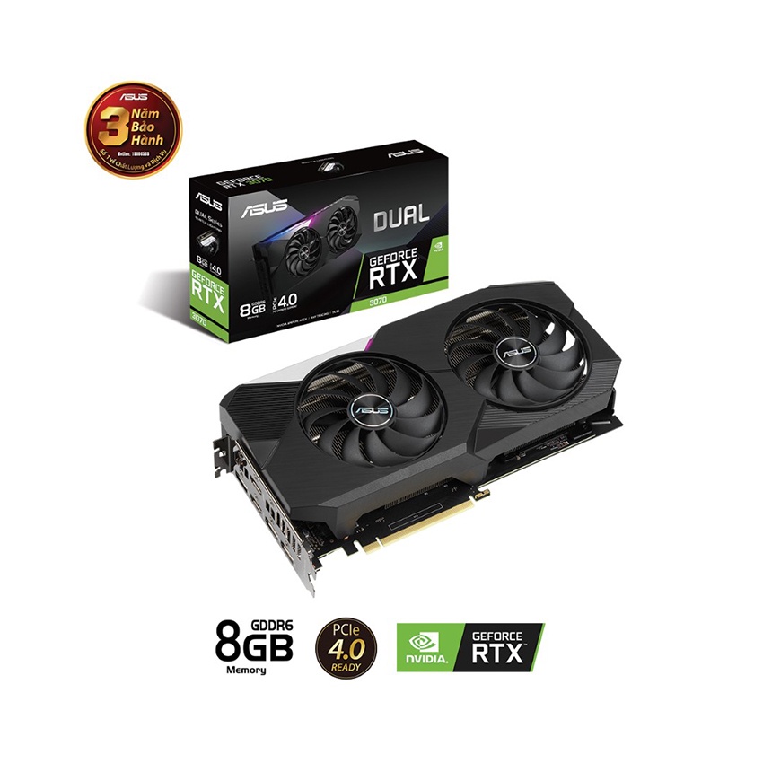 Card màn hình Asus DUAL RTX3070-8G (8GB GDD6, 256-bit, HDMI +DP, 2x8-pin)