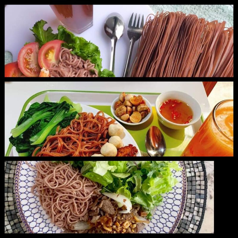 Bộ đôi bún phở gạo lứt đỏ lsmf từ 100% gạo lứt nguyên cám eatclean ăn kiêng giảm cân.