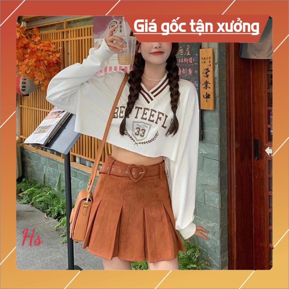- Hàng cao cấp Áo Croptop Nữ Dài Tay Cổ Tim In Hình Phối Chân Váy , Áo Crt Cổ Phối 2 Màu G029