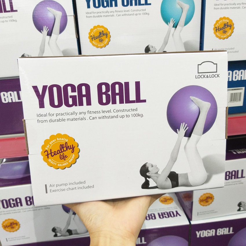 Bóng tập thể dục Yoga Ball Lock&lock HLW805BLU 55cm & 65cm Kèm Bơm Tay và Hướng Dẫn Tập