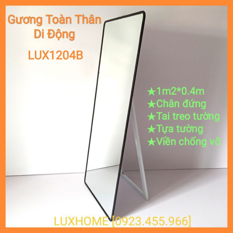 Gương Đứng Soi Toàn Thân Chân Di Động, 120*40cm Tựa Tường,Treo Tường.Viền kim chống va đập Cao 1.2mét, rộng 40cm LUXHOME