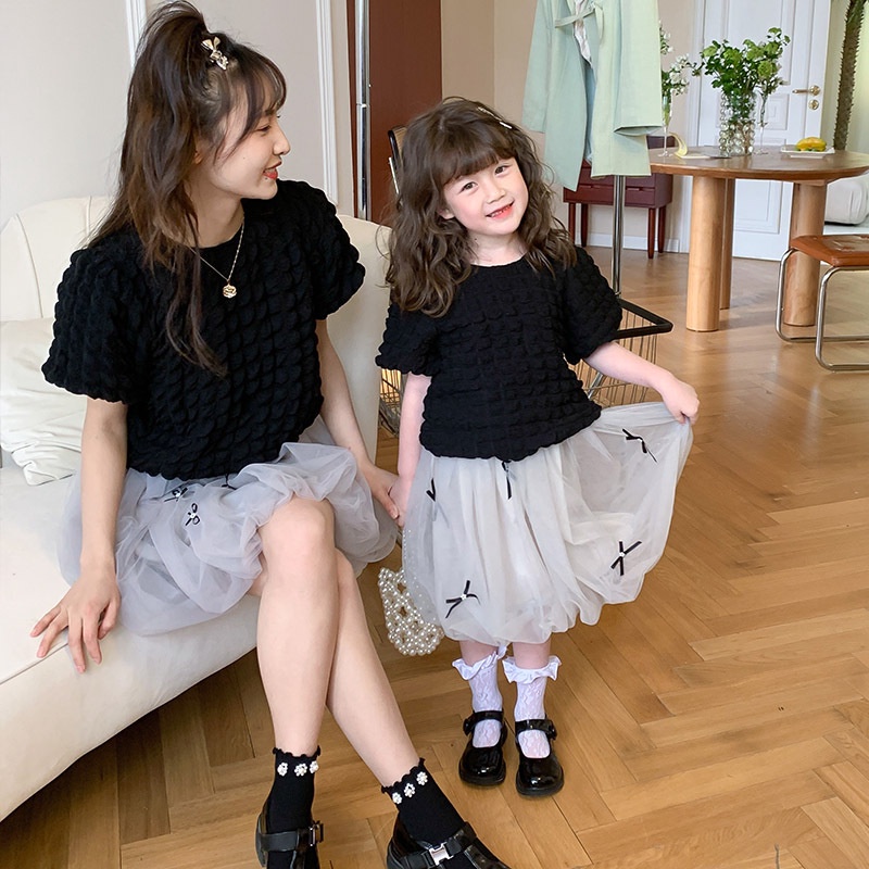 Set Áo Thun Và Chân Váy Thiết Kế Mới Thời Trang Mùa Hè Dành Cho Mẹ Và Bé
