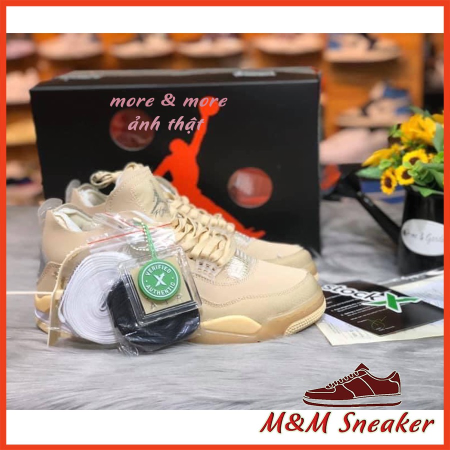 Giày Air Jordan 4 Offwhite Cream/Sail x OG bản đẹp Sneaker Nam Nữ