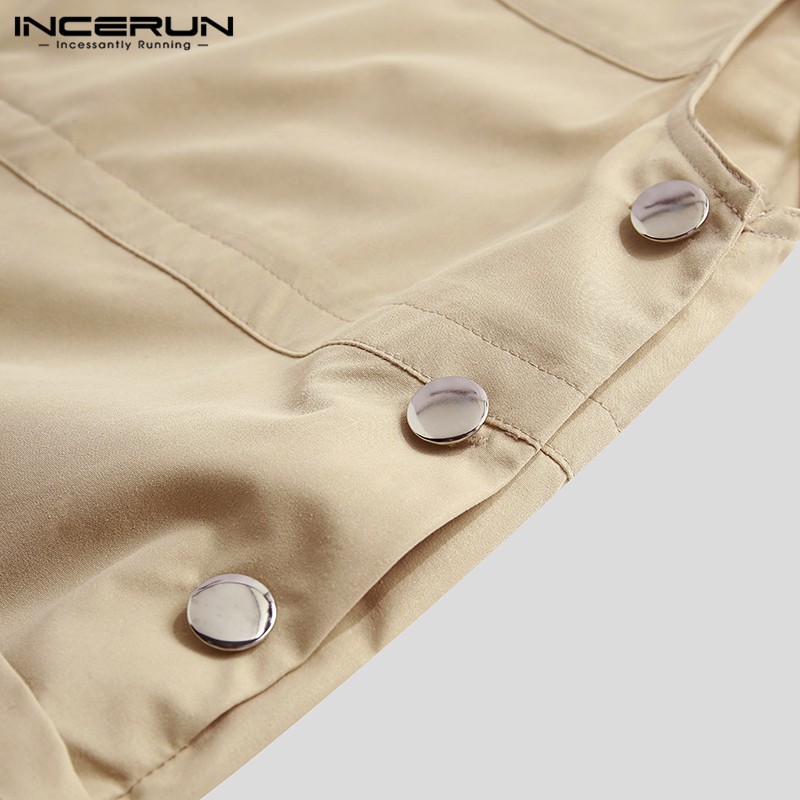 Quần yếm baggy INCERUN màu trơn phong cách thời trang vintage dành cho nam | BigBuy360 - bigbuy360.vn