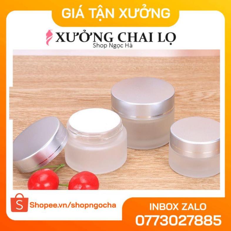 Hủ Đựng Kem ❤ GIÁ TỐT NHẤT ❤ Hủ chiết kem thủy tinh mờ nắp bạc 5g/10g/15g/20g/30g/50g đựng mỹ phẩm , phụ kiện du lịch