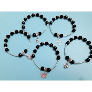 Vòng tay hạt đá đen 8mm