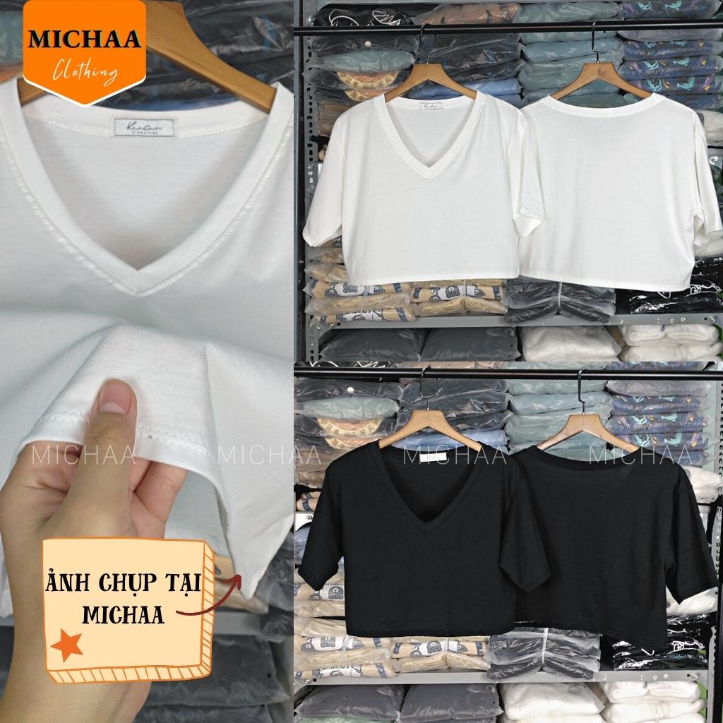 Áo Croptop CỔ TIM FORM RỘNG Nữ Basic Thun Cotton Kiểu Phong Cách Thể Thao - MICHAA