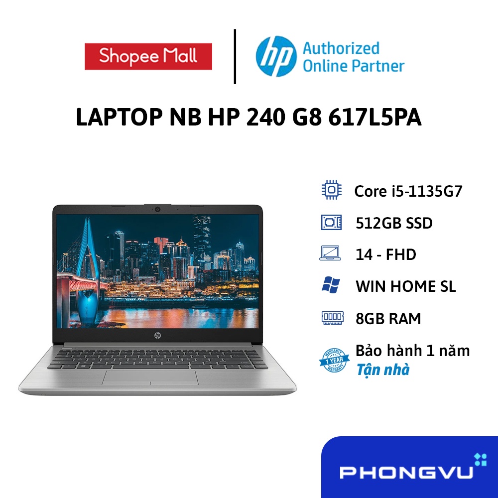 [Mã ELHP15 giảm 10% đơn 15TR] Laptop NB HP 240 G8 617L5PA - Bảo hành 12 tháng