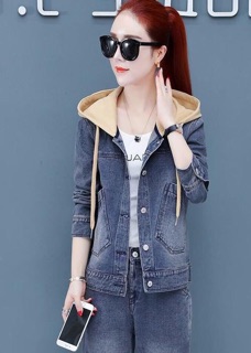 ÁO KHOÁC JEAN PHỐI NÓN AK631