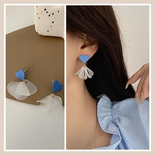 [ẢNH THẬT] Bông Tai Nữ Dễ Thương Tim Xanh Kiểu Dáng Bánh Bèo