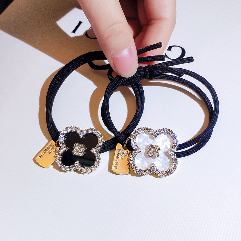Dây Cột Tóc Cỏ Bốn Lá Đính Kim Cương Thời Trang Cho Nữ
