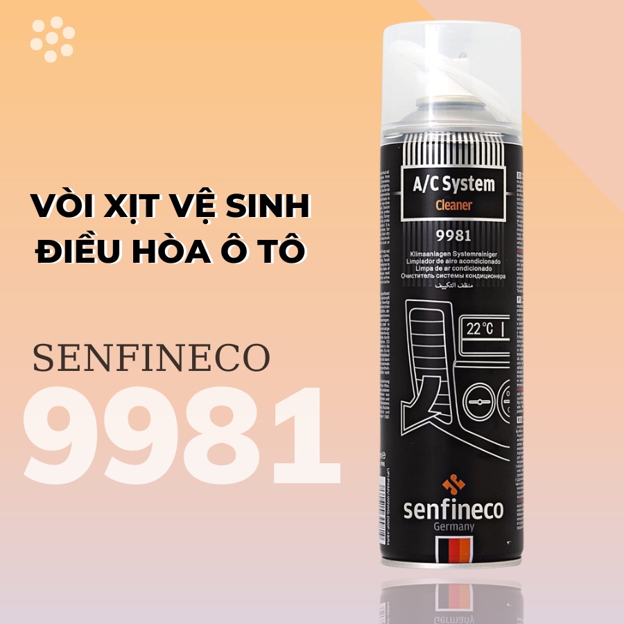 Vòi xịt vệ sinh máy lạnh Senfineco 9981 System Cleaner làm sạch điều hòa dung tích 520ml
