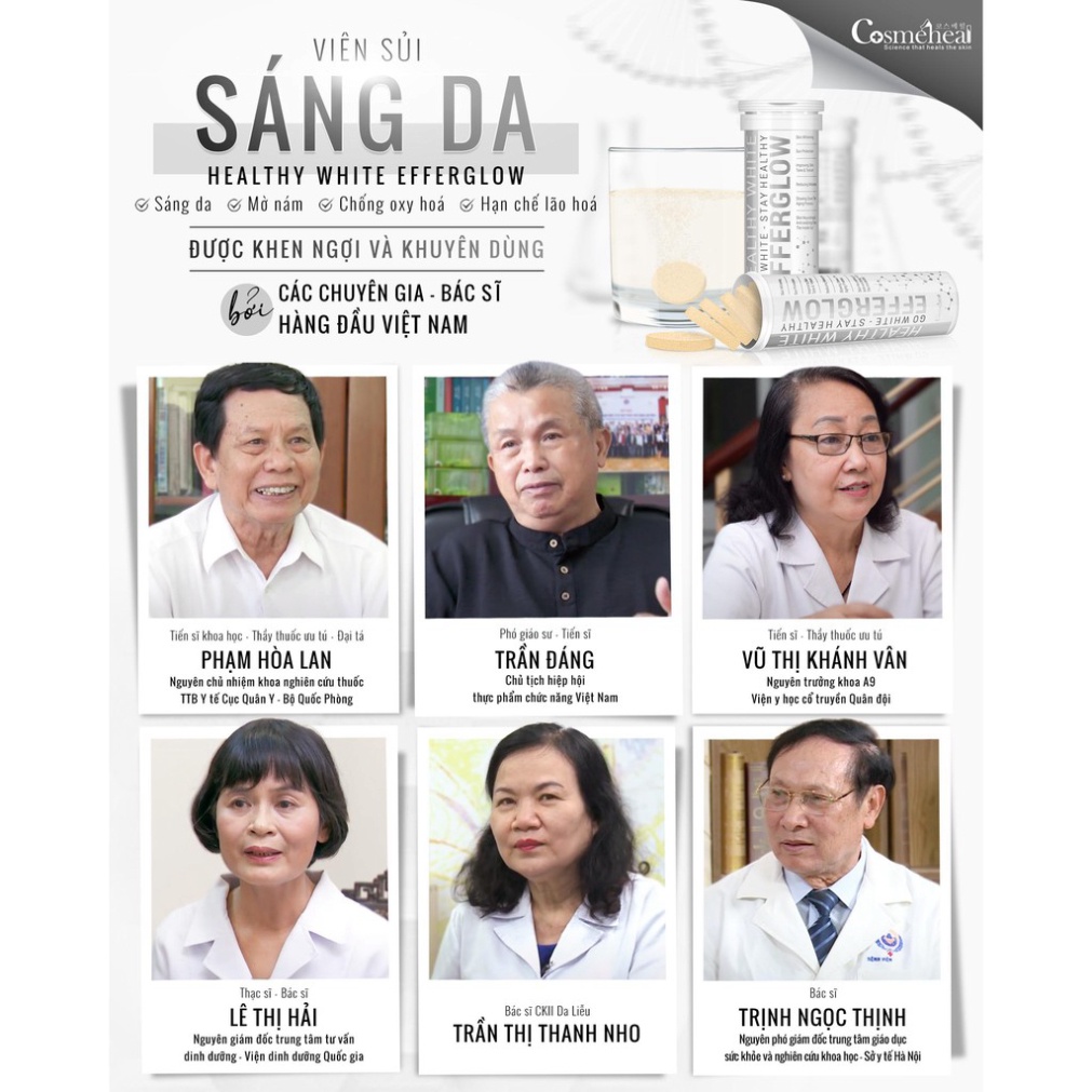 Viên Uống Trắng Da COSMEHEAL Healthy White Efferglow Làm Trắng-Chống Nắng-Tăng Đề Kháng-Hạn Chế Lão Hóa