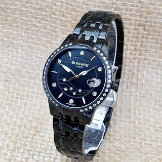 Đồng hồ Nữ  SUNRISE. Mặt đồng hồ đính đá lấp lánh. Kính Sapphire chống trầy xước tốt. Máy Nhật.