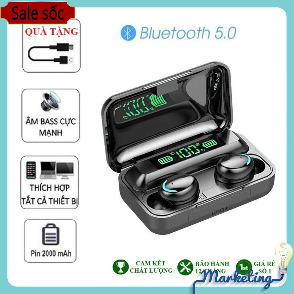 Tai Nghe Bluetooth Không Dây Nhét Tai 5.0 Amoi F9 Pro Nút Cảm Ứng Kiêm Sạc Pin Dự Phòng kdphuc_shop10