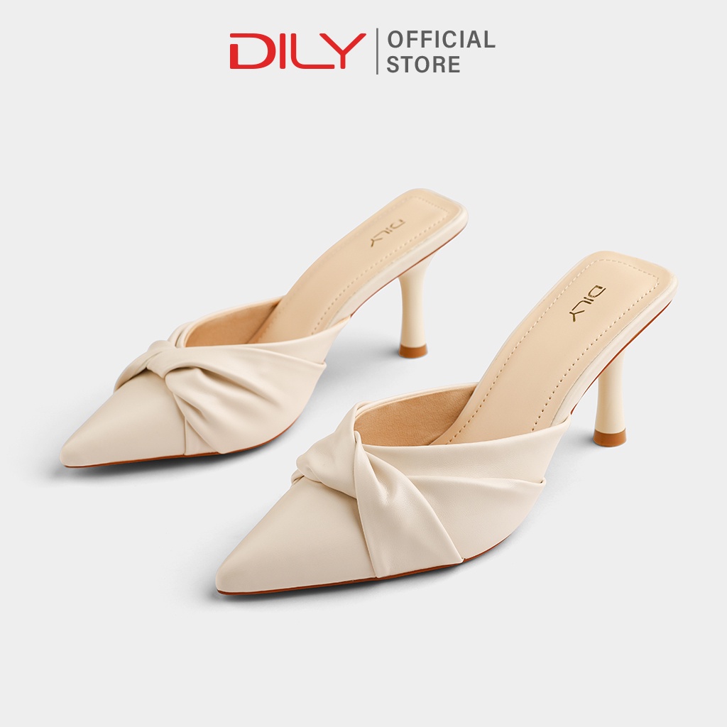Dép guốc nữ cao gót DILY gót nhọn quai thắt nơ tiện lợi cao 6cm_ AA0311