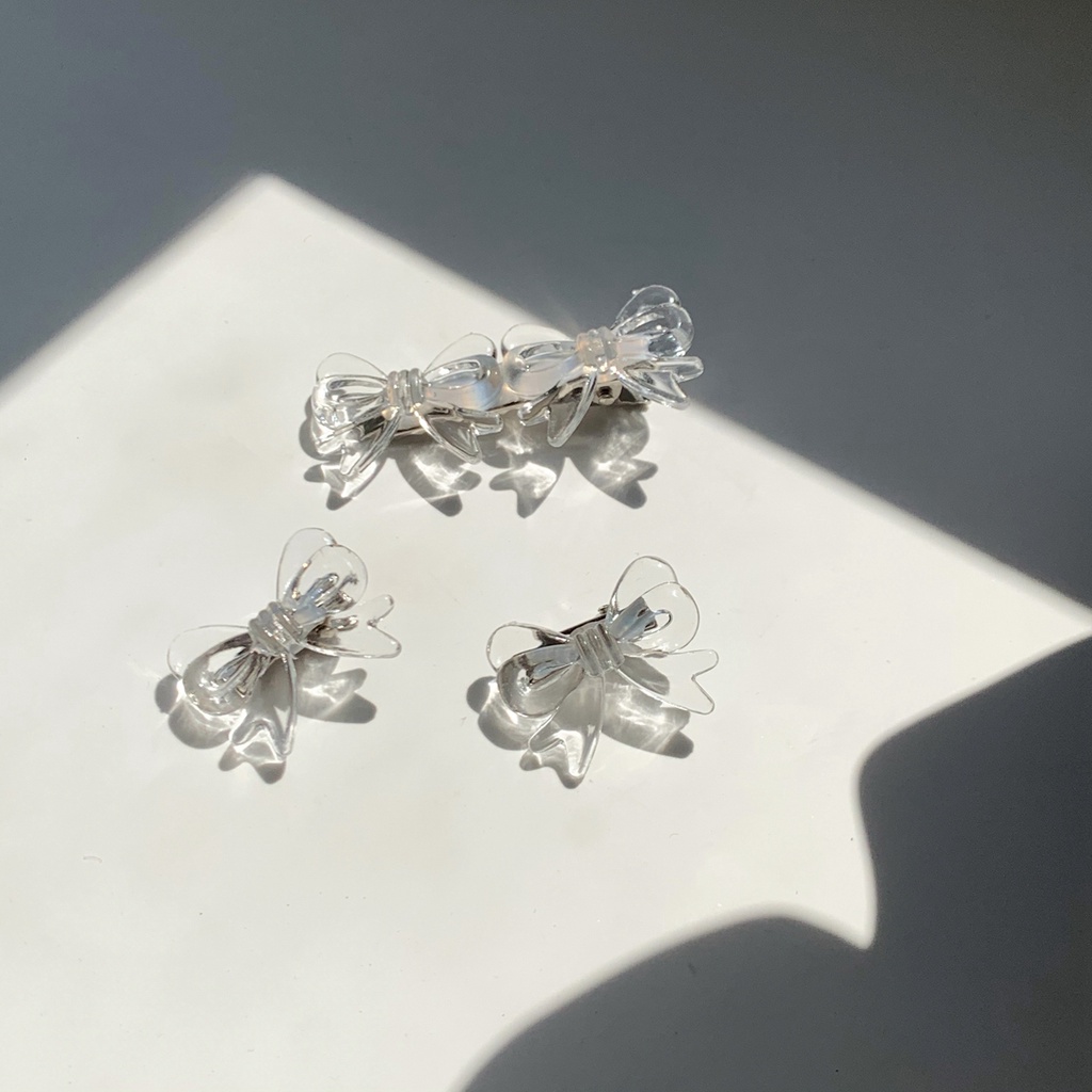 Kẹp tóc mỏ vịt đính một nơ/ hai nơ tuỳ chọn thiết kế đơn giản dễ thương cho nữ