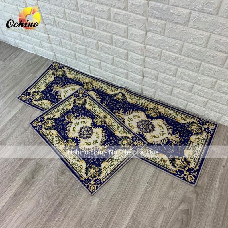 Bộ 02 Thảm Nhà Bếp Cao Cấp (40x60cm và 40x120cm) Đế Cao Su Chống Trơn Trượt, Thảm Nhà Tắm Giá Rẻ