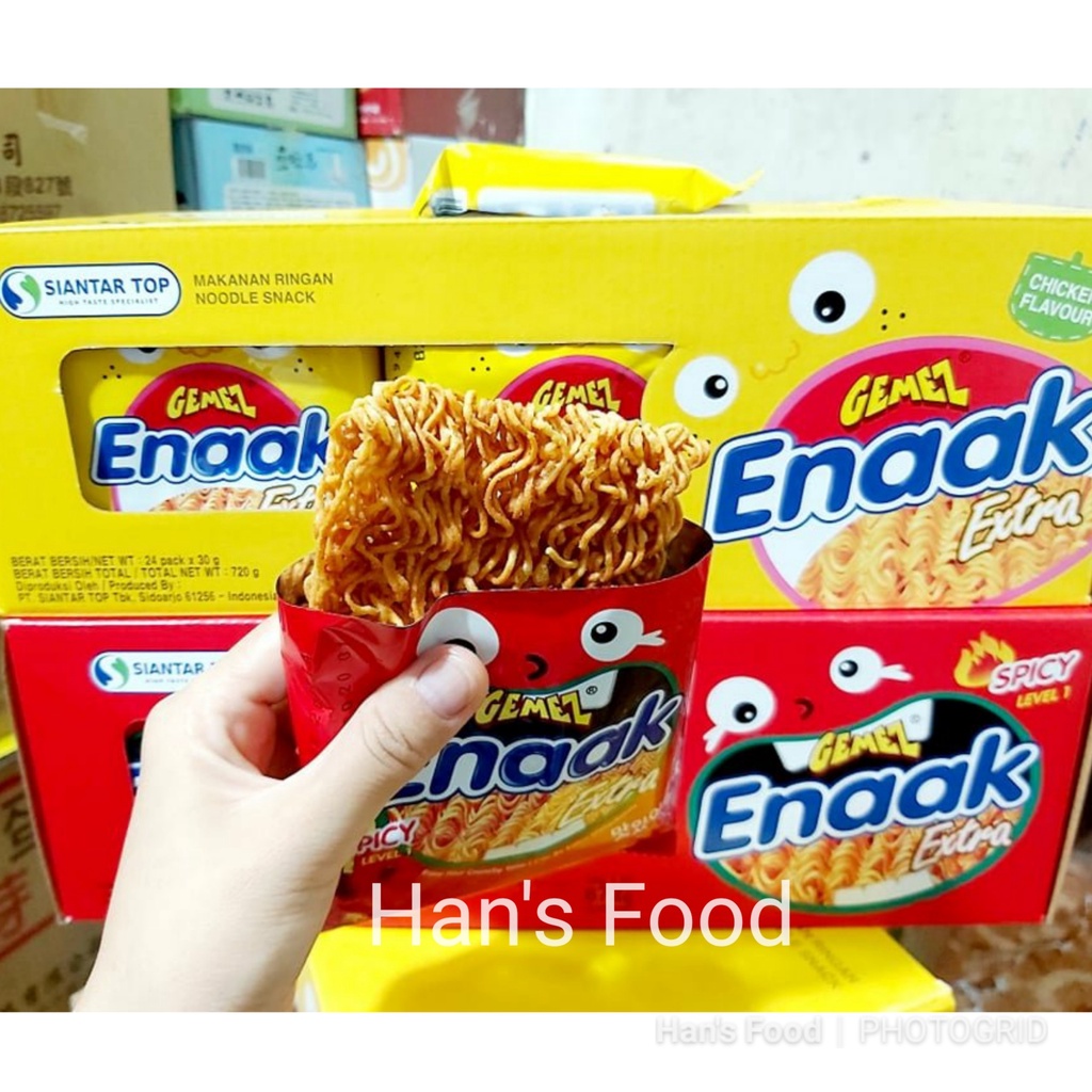 [SG] THÙNG 24 GÓI SNACK MÌ GÀ ĂN SỐNG: Mì Enaak vàng / Mì Enaak đỏ cay cấp độ 1