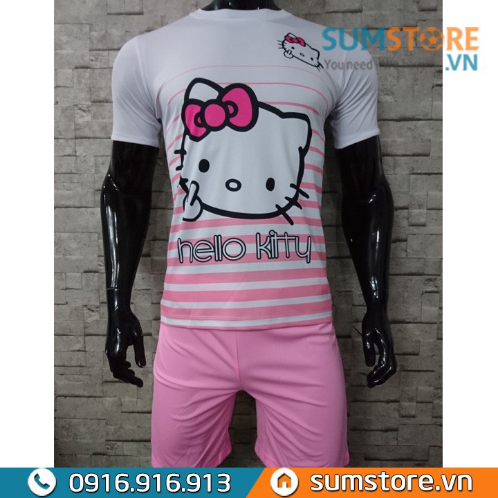 Bộ Đồ Thể Thao Đá Banh Nam Nữ Hello Kitty Hồng Nhạt Cực Kute -Áo Bóng Đá Đẹp Thun Lạnh Mịn Và Mát 👑