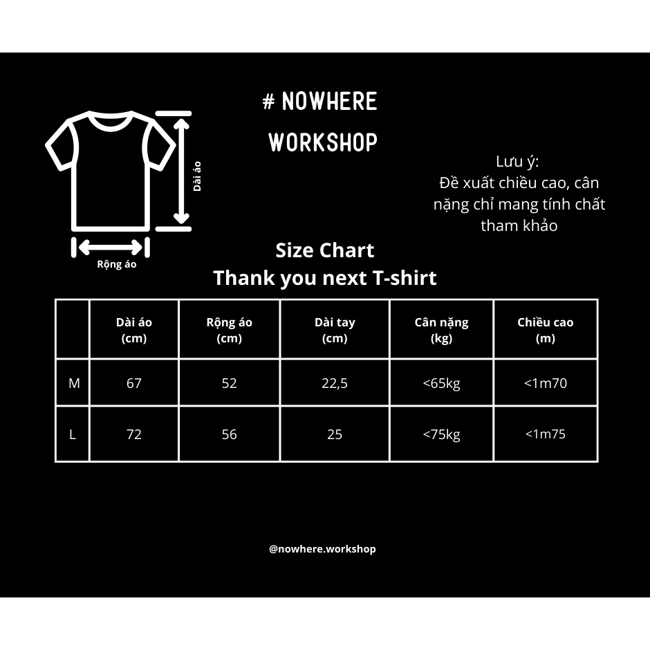 Áo Thun Tay Lỡ Unisex NOWHERE đen form rộng thêu chữ Thank you next chất liệu thun mát không nhăn