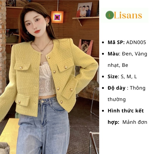 Áo dạ tweed dáng ngắn nữ Hàn Quốc ADN005
