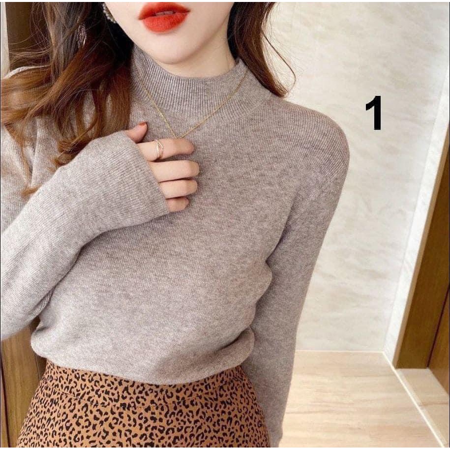 Áo Len Tăm Cổ Cao Quảng Châu 7 Màu [Feeship] Áo Len Mịn Trơn Màu Dài Tay Co Giãn Siêu Tốt Freesize | BigBuy360 - bigbuy360.vn