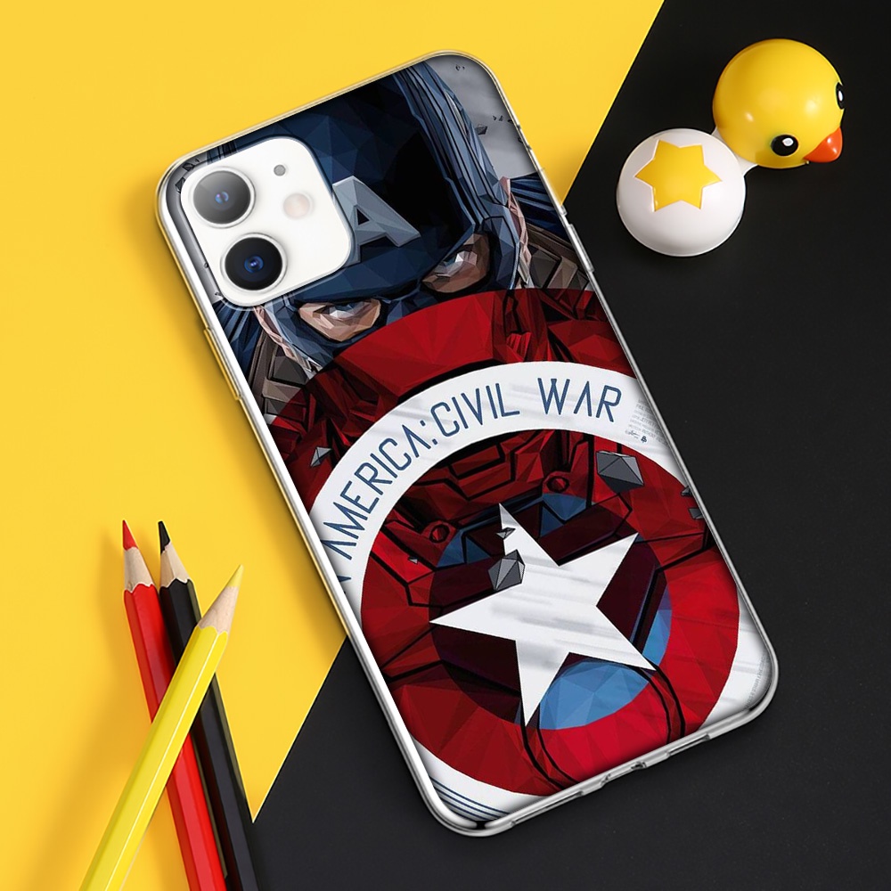 Ốp Điện Thoại Trong Suốt Hình Captain America Cho iPhone 7 8 Plus 11 Pro Max RCZ59