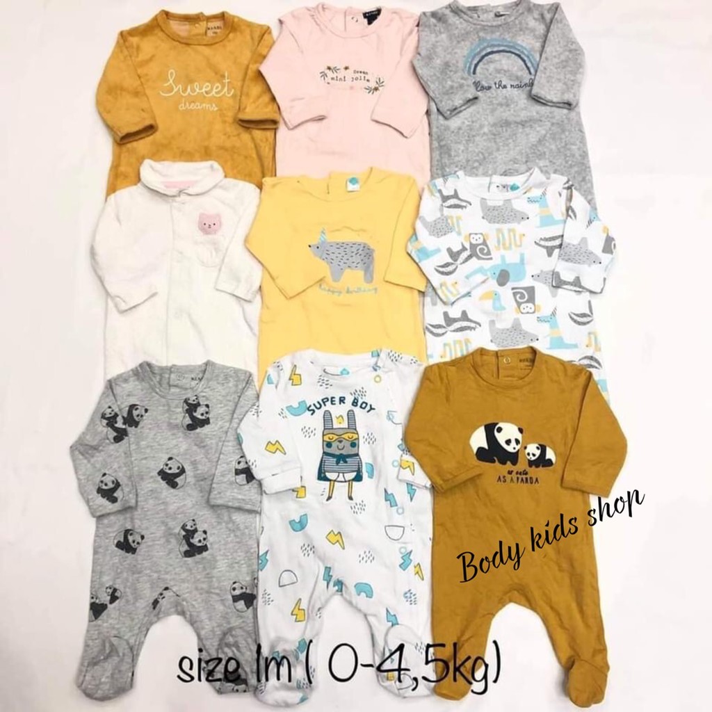 Body Sleepsuit, Body Dài Cotton Liền Tất Vớ Cho Bé Trai Bé Gái 0-24months, Hàng xuất dư xịn chất đẹp