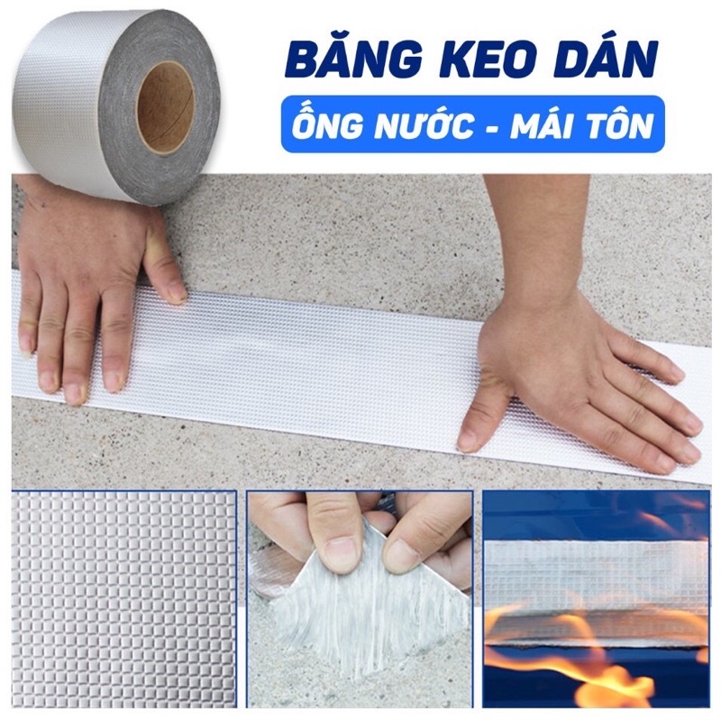 Băng keo chống thấm mái tôn,tường,dán ong nước,dai 5m,rộng 10cm,tongkhominhngyen