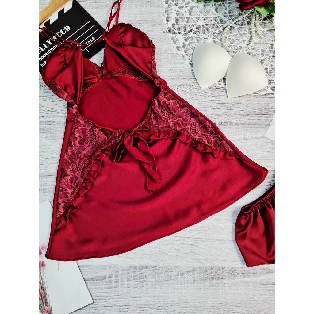 Váy ngủ sexy 🌺 Freeship 🌺 Váy ngủ sexy nữ quyến rũ lụa satin Freesize dưới 60kg - Linqu Sleepwear | BigBuy360 - bigbuy360.vn