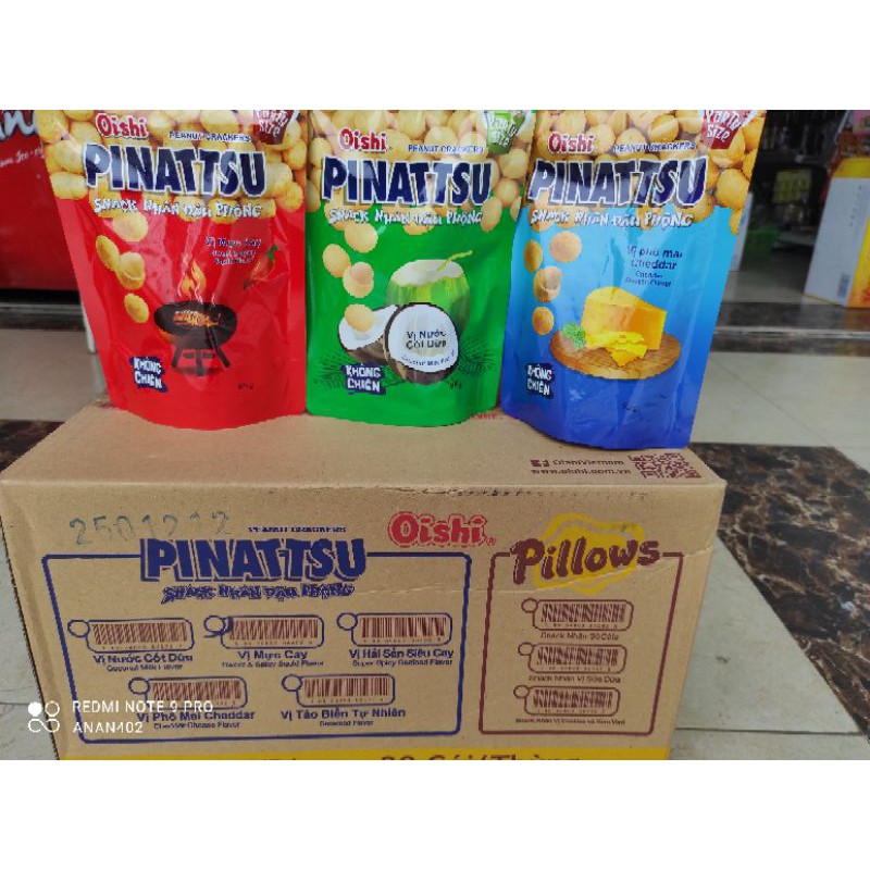 Thùng 20 gói Đậu phộng Pinattsu Oishi gói 95g