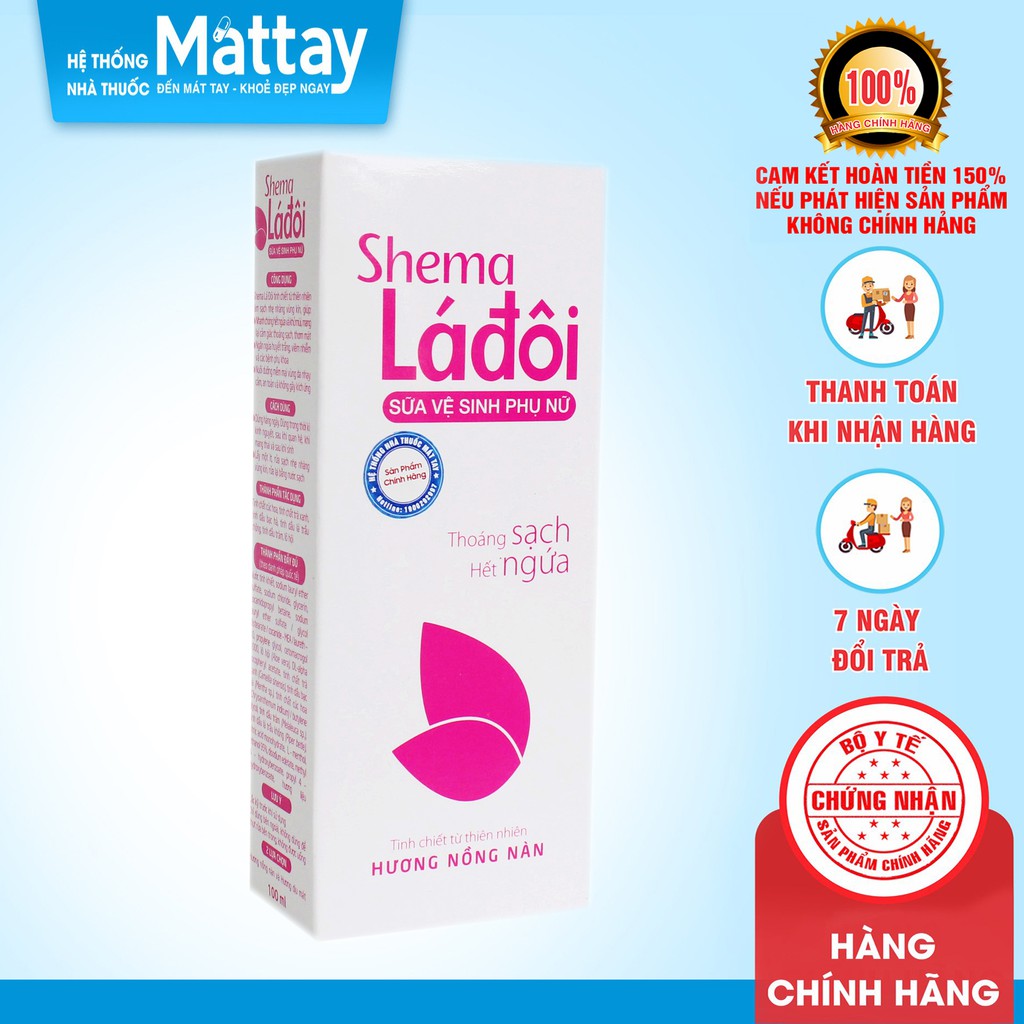 Shema Lá Đôi ( Màu Hồng ) - Chai 100ml - Làm Sạch Vùng Kín, Hương Nồng Nàn