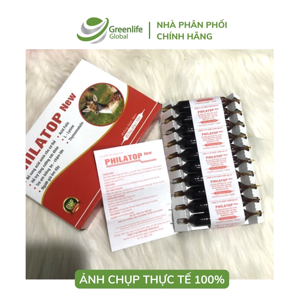 Philatop New ống thủy tinh Đại Uy chính hãng cho trẻ biếng ăn, chậm lớn, còi xương, người già đề kháng kém (hộp 20 ống)