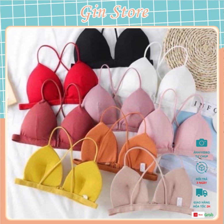 Áo Ngực Nữ.Áo Bra Cotton Gân Dây Mảnh Chéo Sau Lưng Kiểu Nút Cài Trước. Có Mút Vừa Nâng Ngực. Free Size Từ 40kg tới 60kg