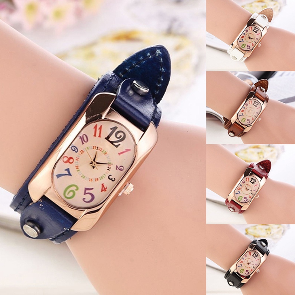 Đồng Hồ Dây Giả Da KiểU DáNg Vintage Cho Nữ