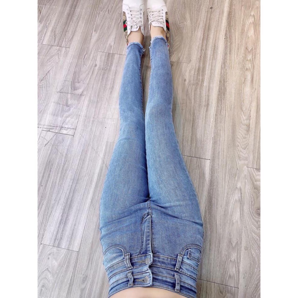 Quần jean nữ lưng cao HAI LƯNG 2 CÚC bảng size 26-30 chất jean giãn tốt 2L-61