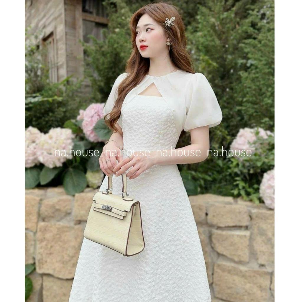 ĐẦM TRẮNG KHOÉT NGỰC GẤM XỐP DỰ TIỆC CƯỚI SINH NHẬT ĐI CHƠI NAHOUSE VÁY DÁNG XÒE PHỐI TAY VOAN THIẾT KẾ ĐẸP SANG TRỌNG