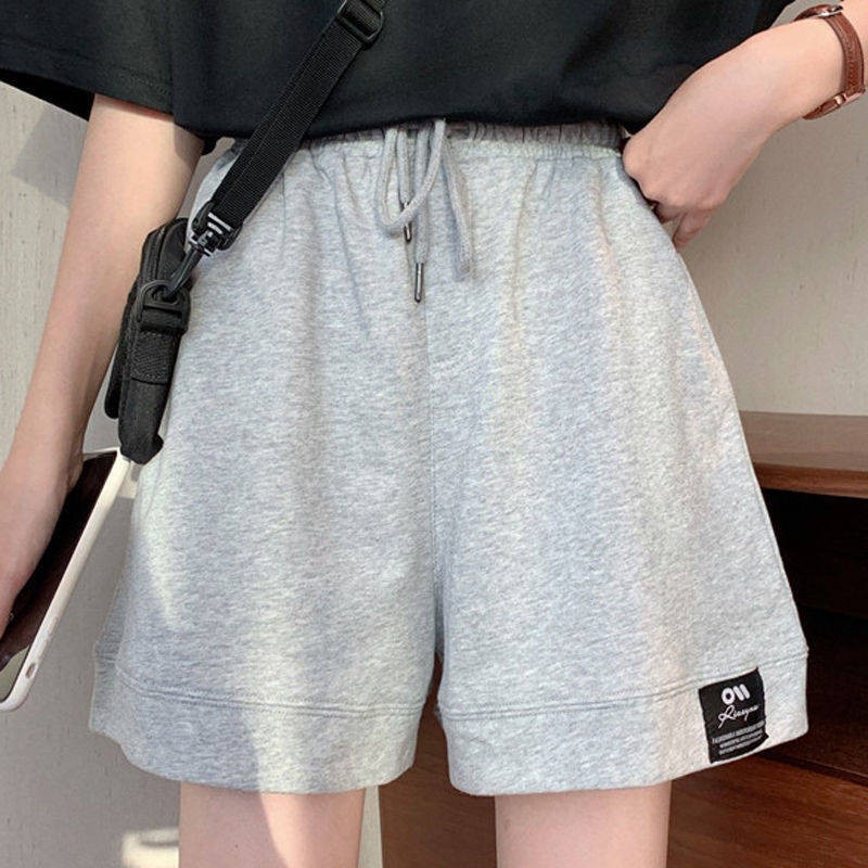 Quần short nam nữ vải nỉ da cá gắn logo, quần sooc đùi unisex mặc mùa hè cạp chun