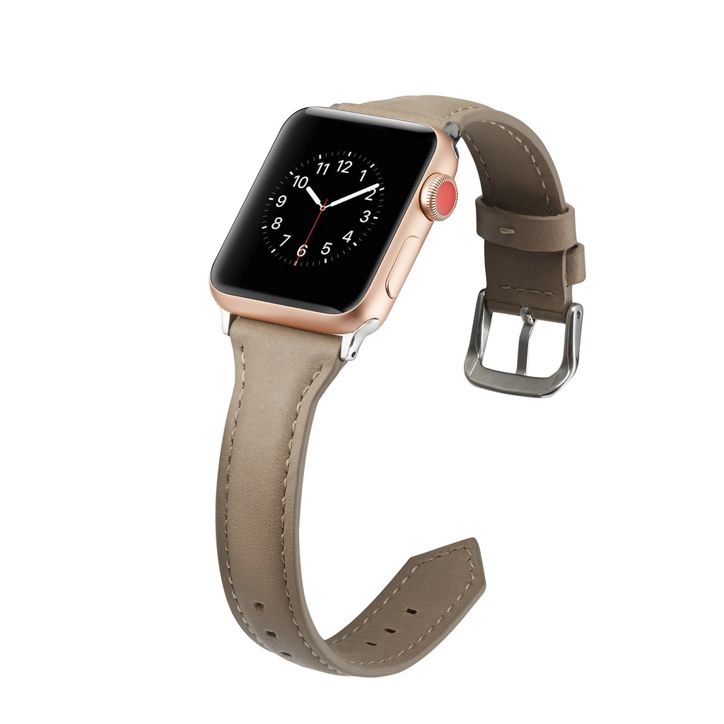 Dây đeo bằng da màu trơn cho đồng hồ thông minh Apple watch 6 Se