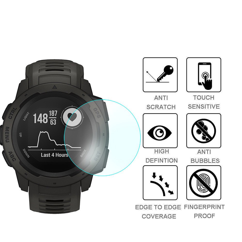 Set 2 kính cường lực bảo vệ màn hình 9H cho đồng hồ Garmin Instinct / Fenix 5S / 5 / 5x kèm phụ kiện