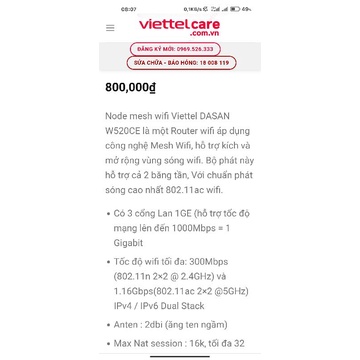 Home wifi mesh router Dasan W520CE mới 100% chính hãng