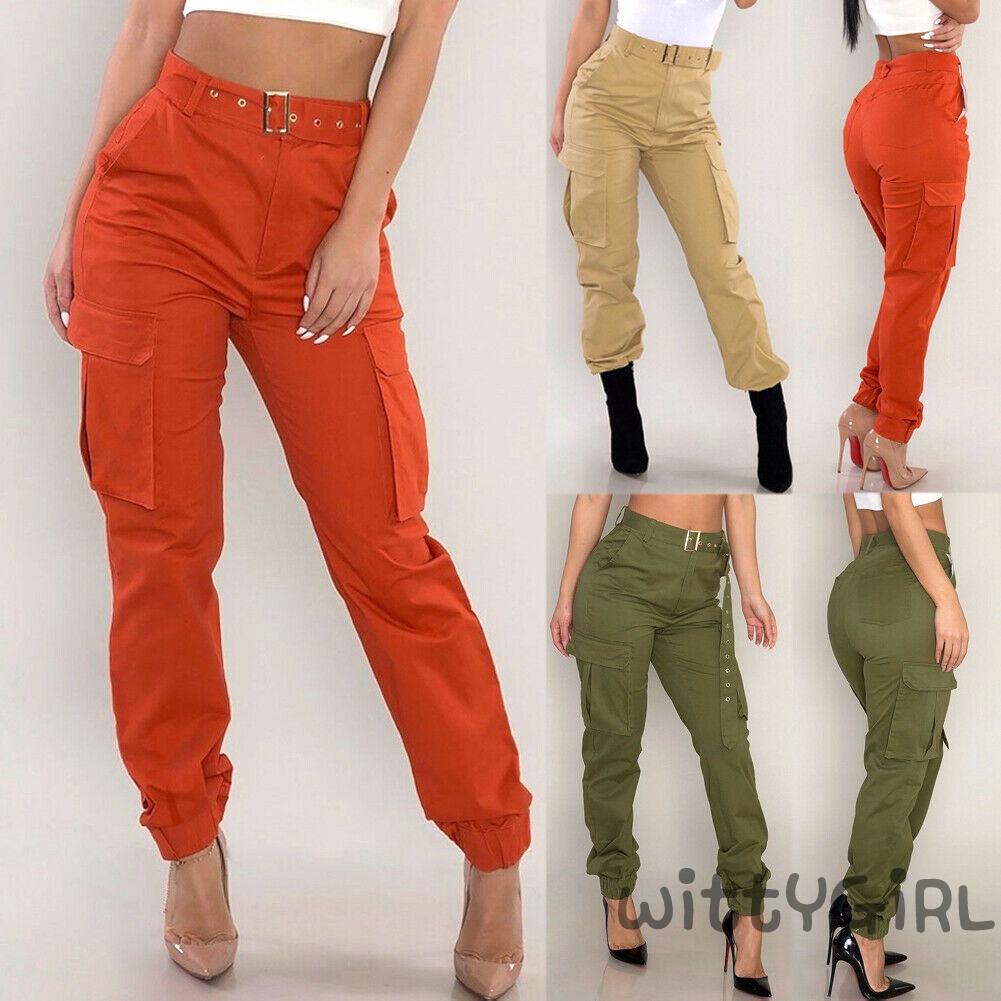 Quần dài thể thao phong cách quân đội màu kaki / đỏ / xanh lính dành cho nữ | BigBuy360 - bigbuy360.vn
