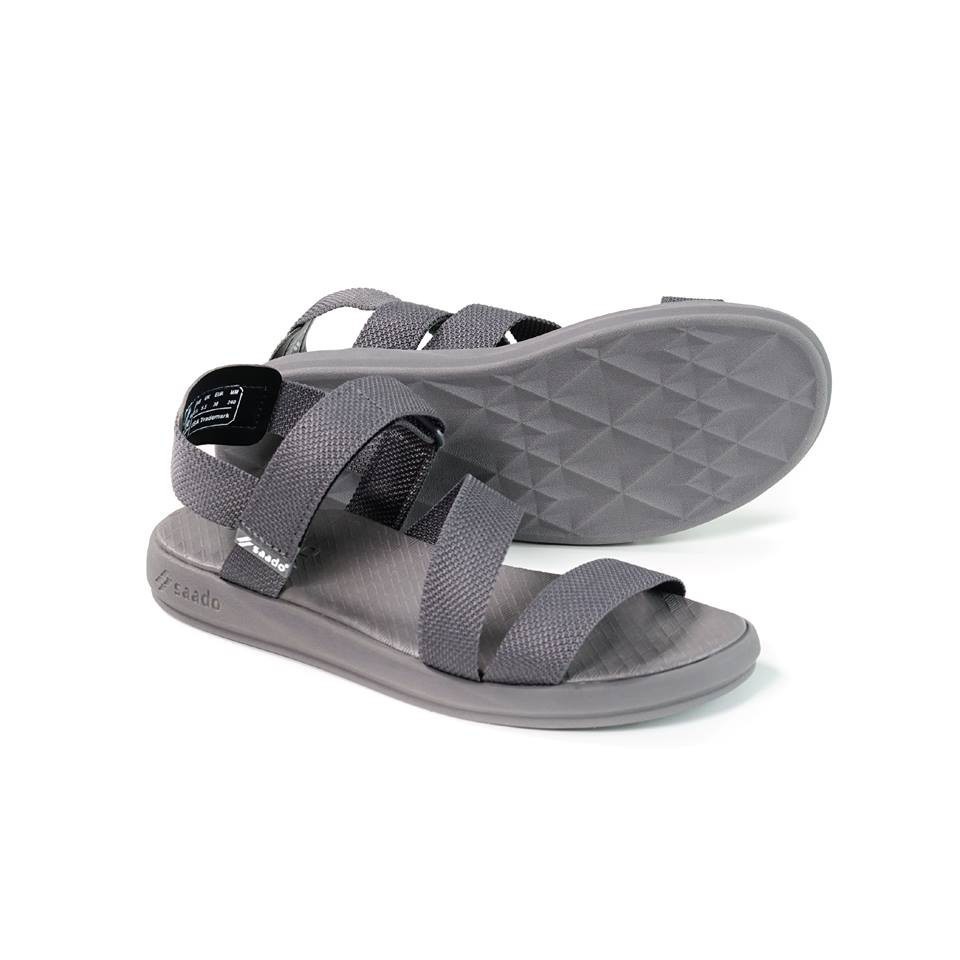 Giày dép Sandal Saado NN01 xám ghi nam nữ unisex - Dép quai hậu 3 quai chéo đi học đi chơi