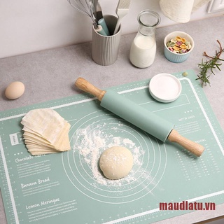 Cây lăn bột làm bánh bằng silicone cán gỗ chống dính