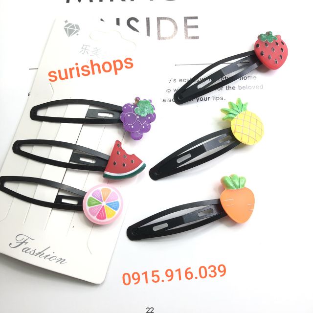 Set 3 kẹp tóc trái cây kẹp bấm giao ngẫu nhiên