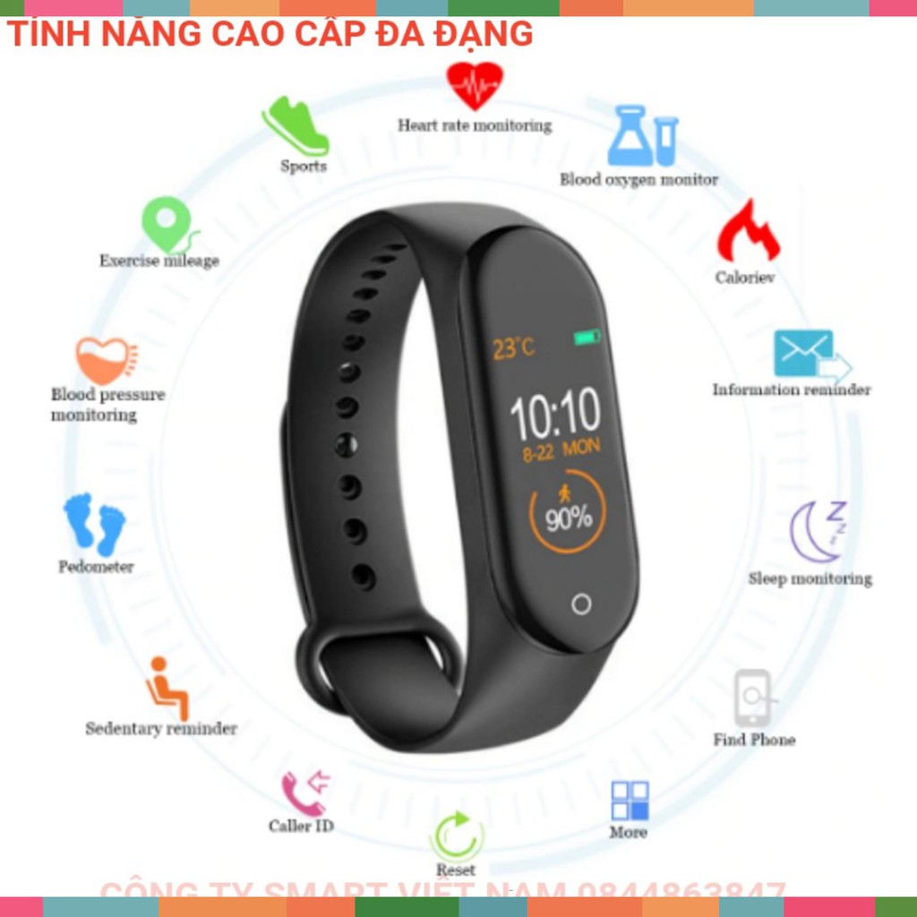 đồng hồ thông minh, Vòng Đeo Tay Thông Minh Band M4 - Chống Nước IP67 - Theo Dõi Sức Khỏe Luyện Tập Thể Thao